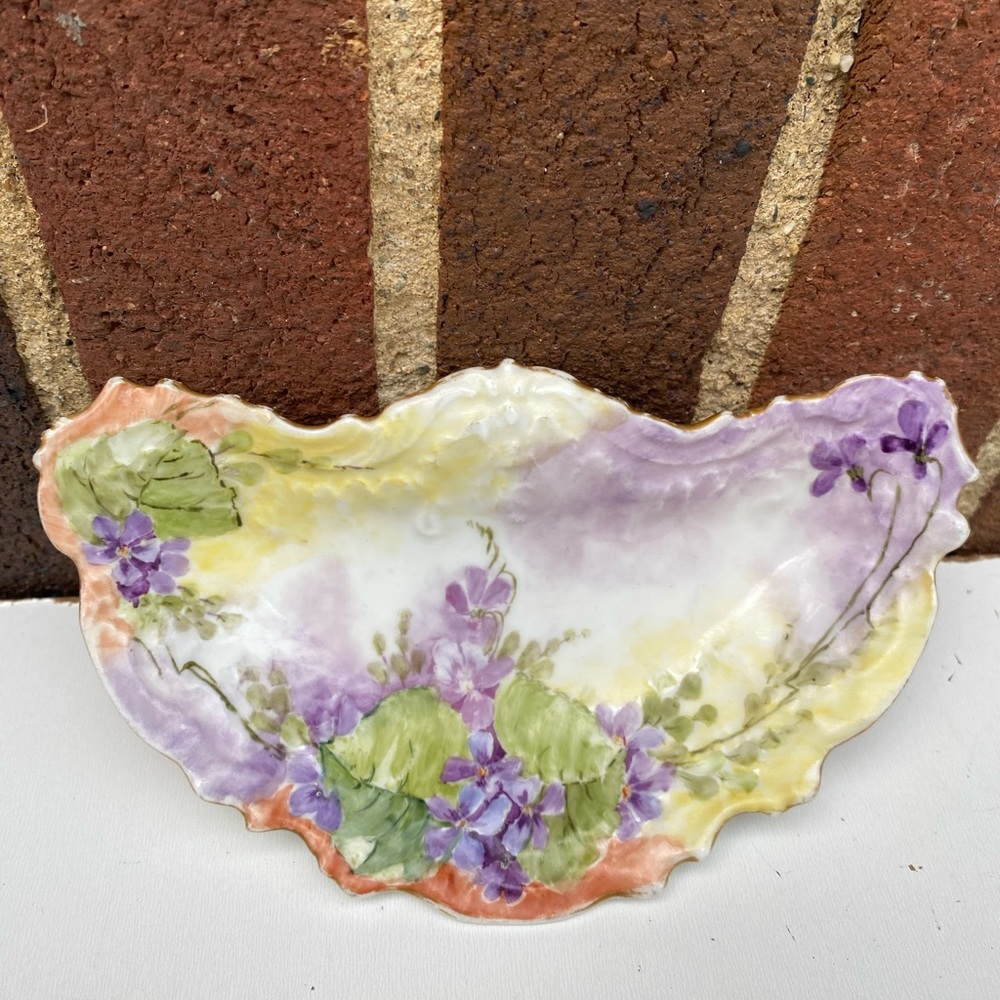 Vintage Limoges France‎ fine China hand painted half moon plate